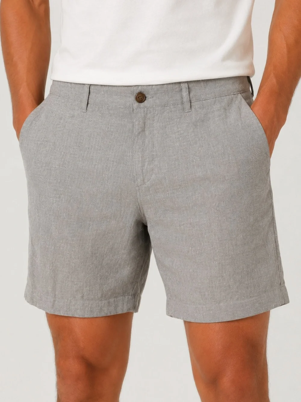 J.Crew Gramercy Linen/Cotton Lightweight Gray Flat Front Chino Short‎ 9